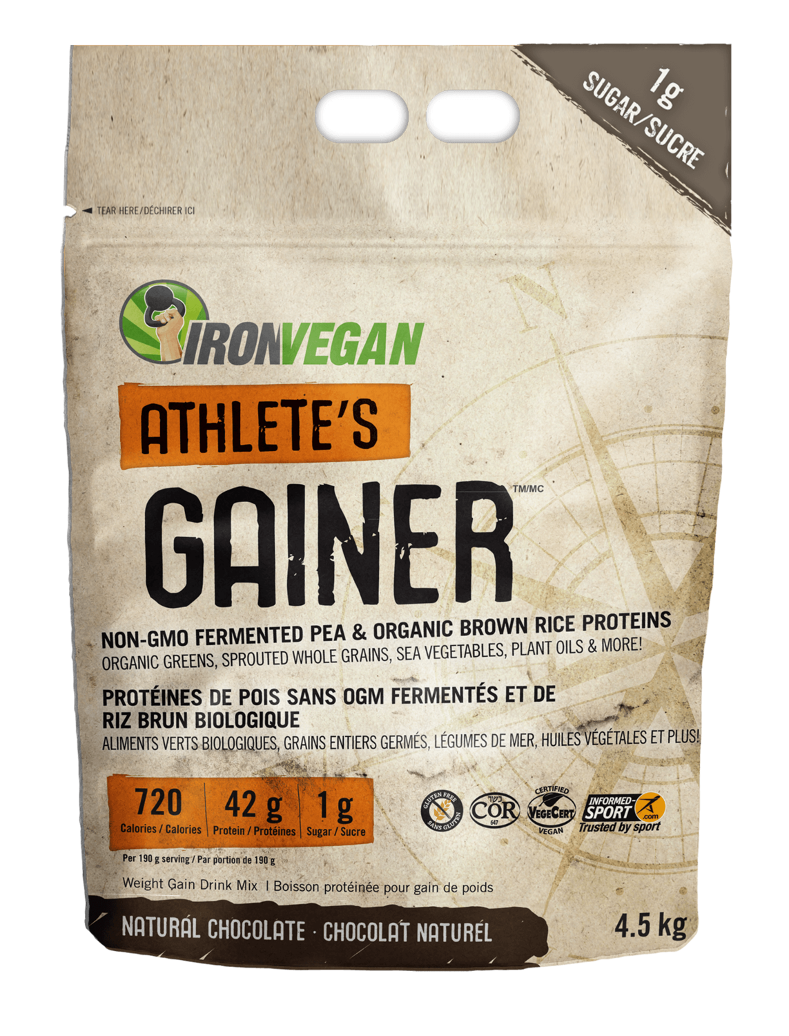 Iron Vegan Athletes Gainer 4.5kg, Flavours: Natural Chocolate