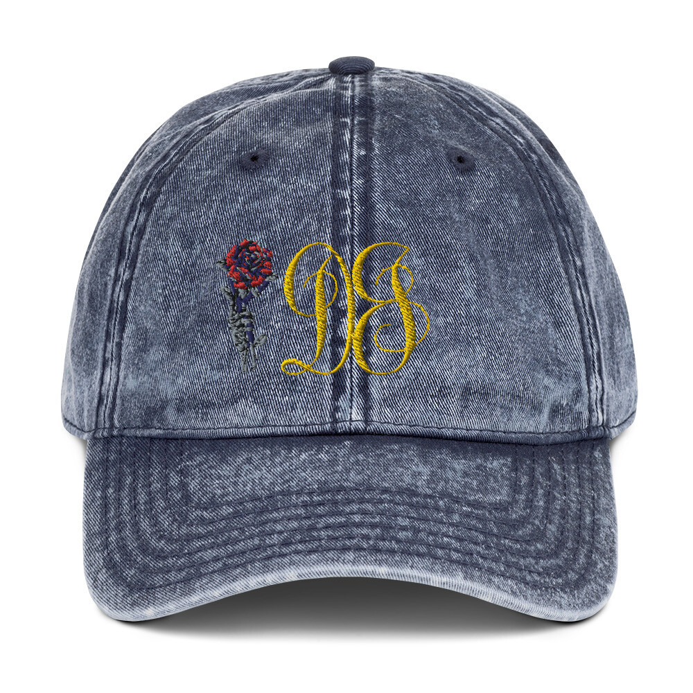 DJ Monogram Rose Vintage Cap