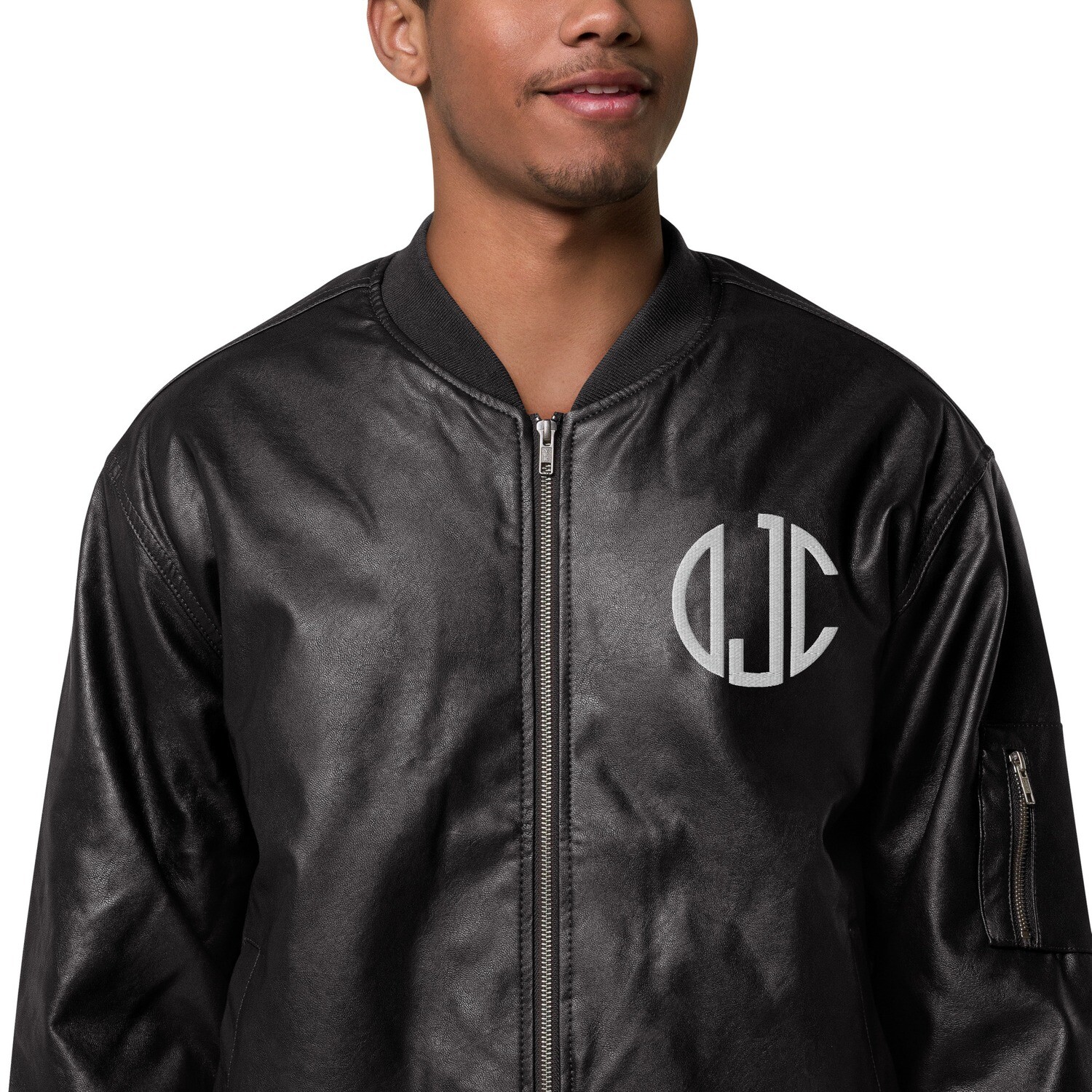 DJC Leather Bomber Jacket, Color: Black, Size: XS