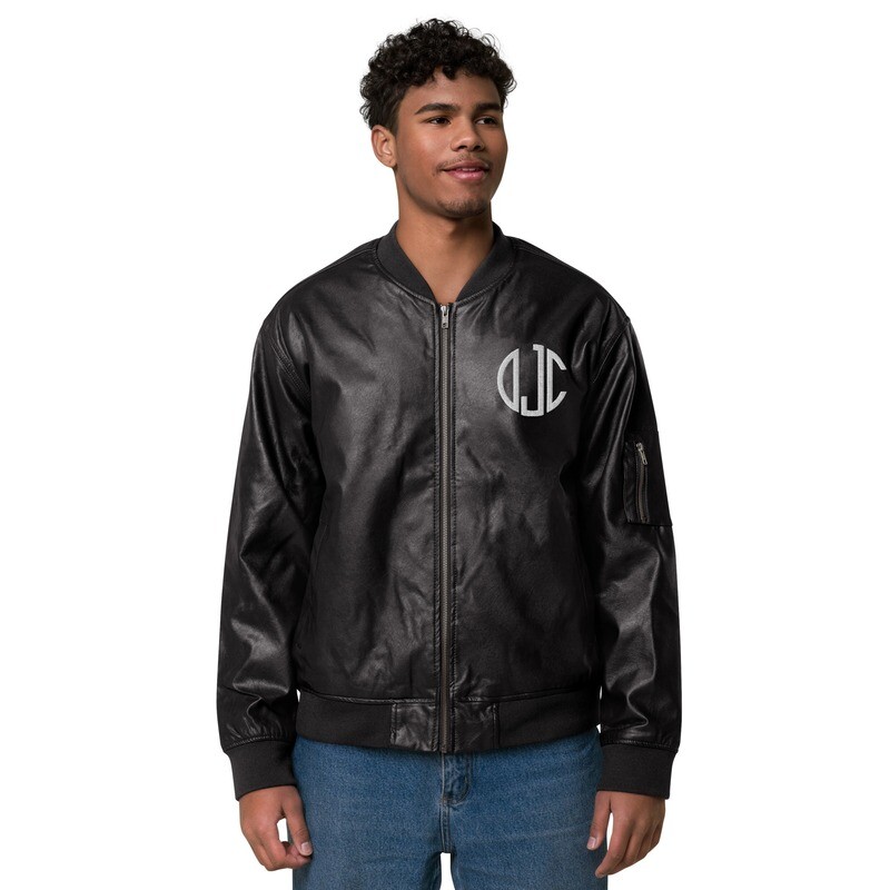 Doe Jones DJC Embroidered Faux Leather Bomber Jacket