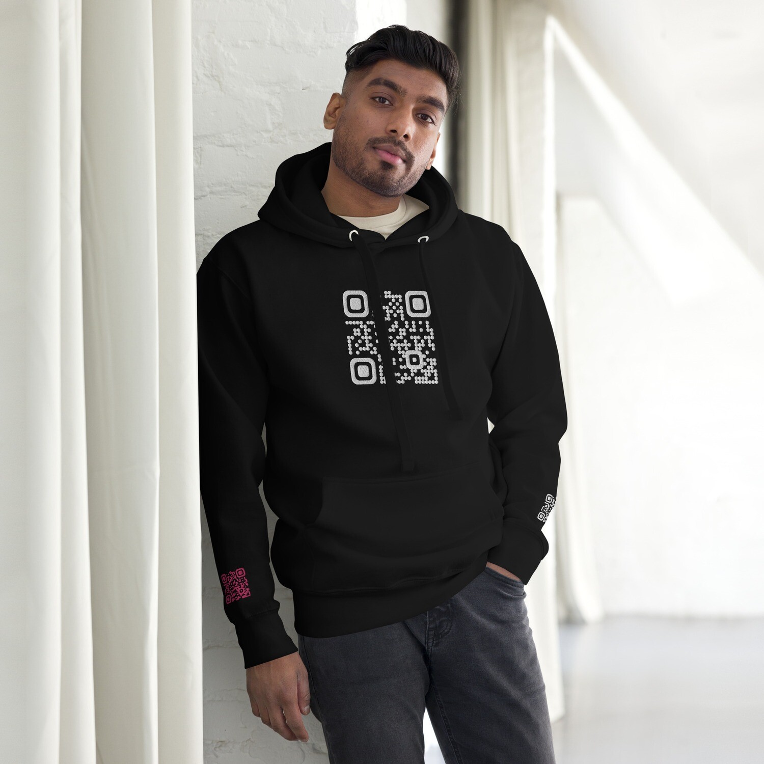 QR Hoodie, Color: Black, Size: S