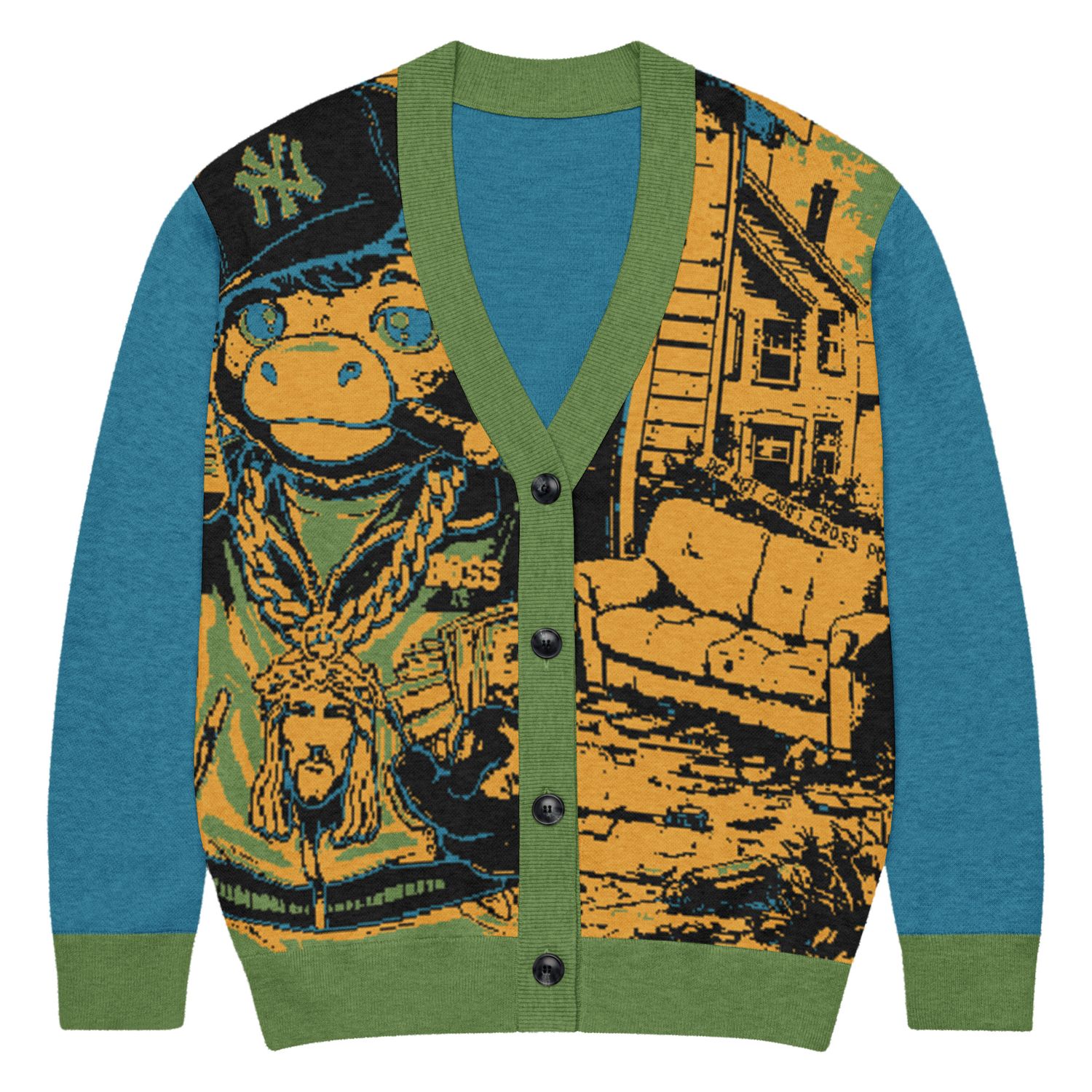 Doe Jones Bull Trap Jacquard Knit Cardigan