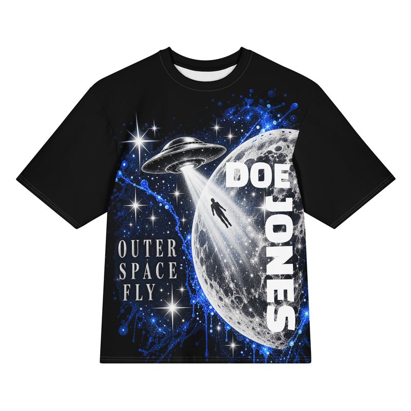 Doe Jones Outer Space Fly Oversized UFO Graphic T-Shirt