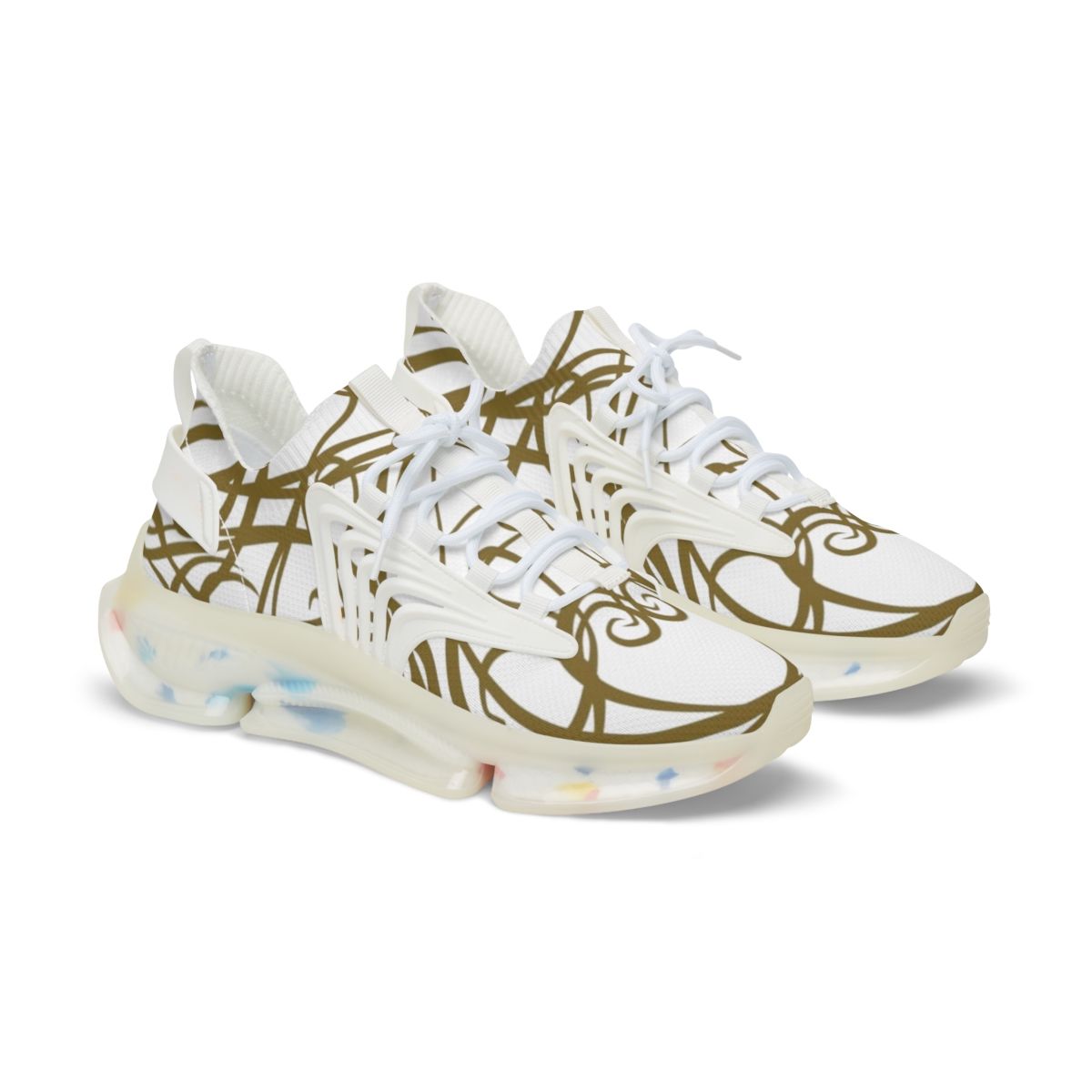 Gold Zeba Mesh Sports Sneakers
