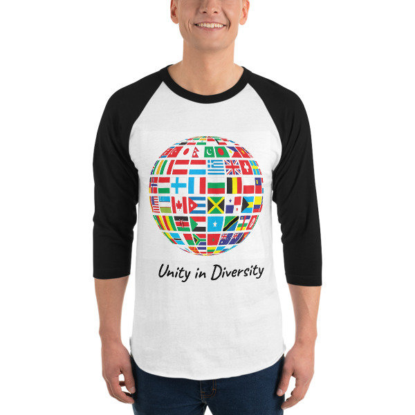 Unity in Diversity 3/4 sleeve raglan shirt