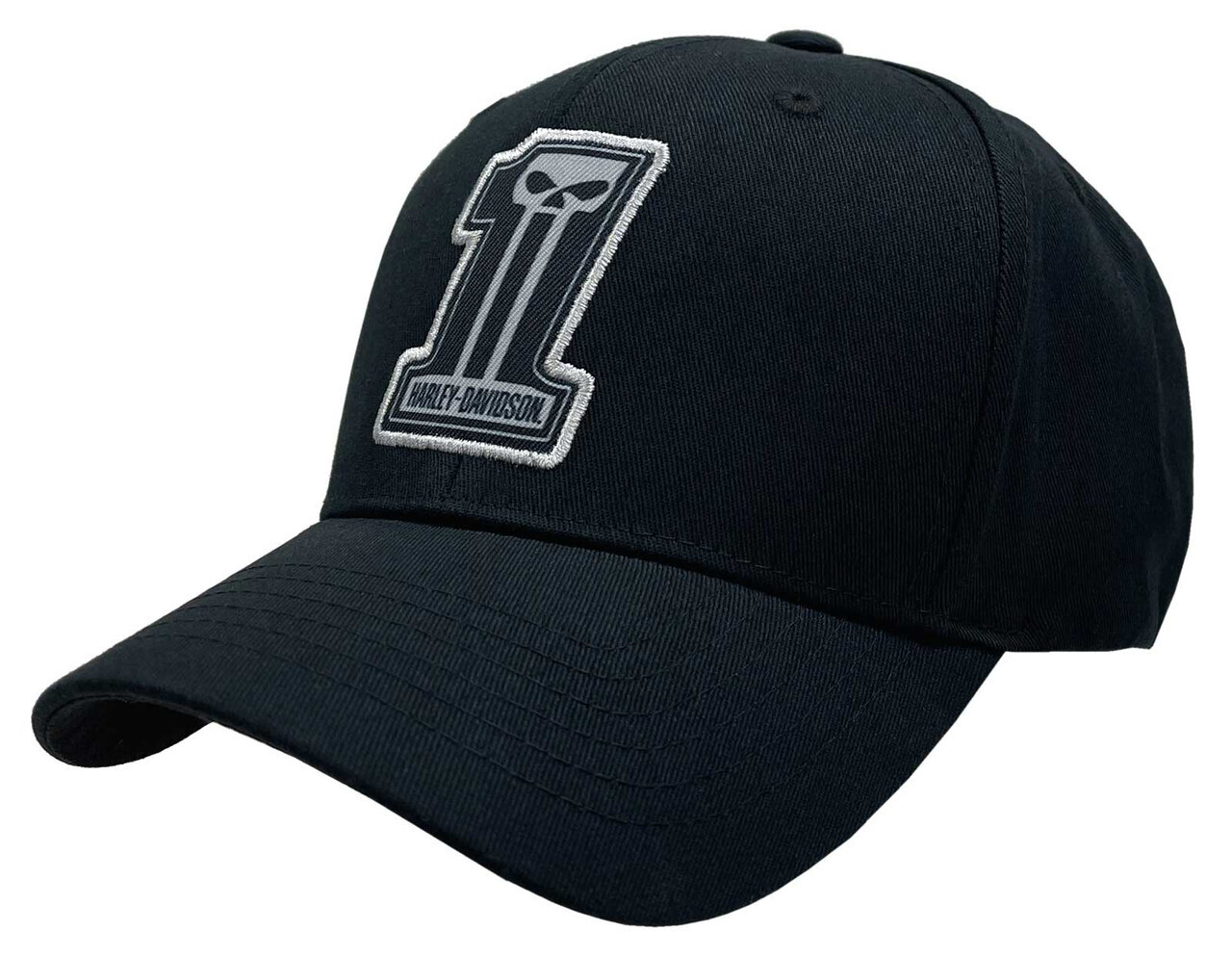 Harley-Davidson® Men&#39;s Dark Custom Curved Bill Stretch Fit Baseball Cap - Black