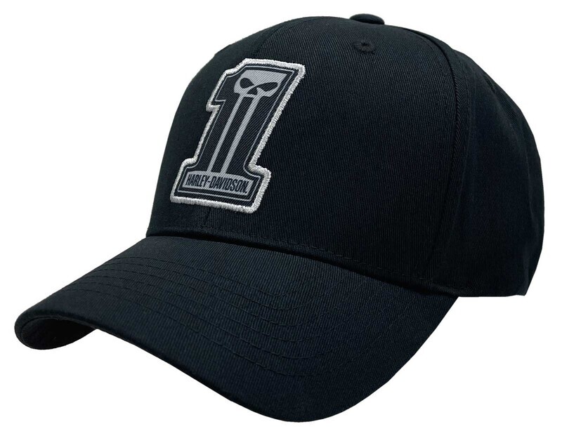 Harley-Davidson® Men&#39;s Dark Custom Curved Bill Stretch Fit Baseball Cap - Black