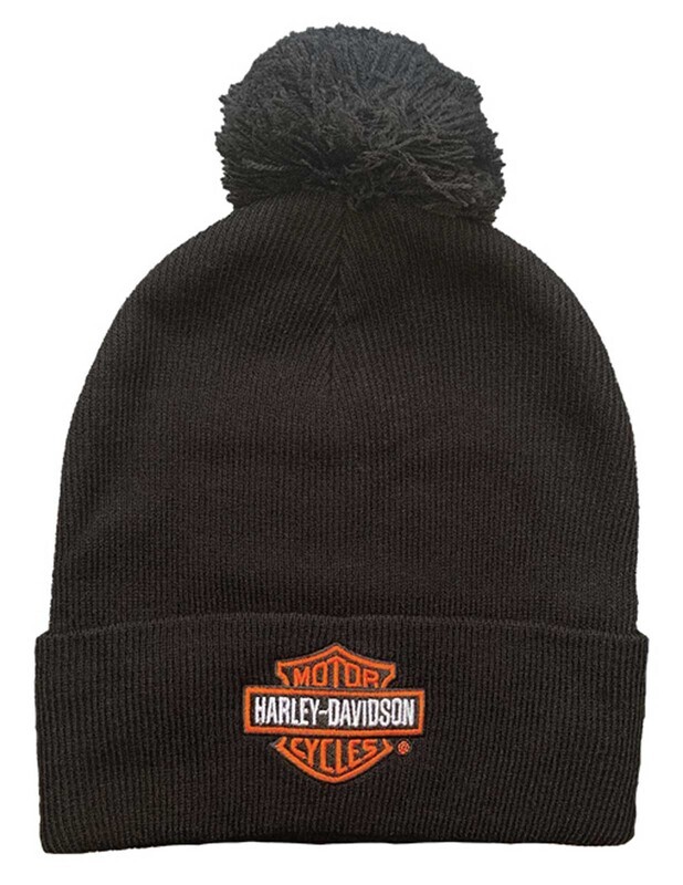 Harley-Davidson  Embroidered Bar &amp; Shield Logo Pom Cuff Beanie Hat 5029009003