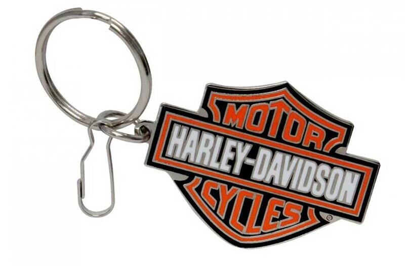 Harley-Davidson Bar &amp; Shield Logo Enamel Key Chain, Orange Logo 081134142323