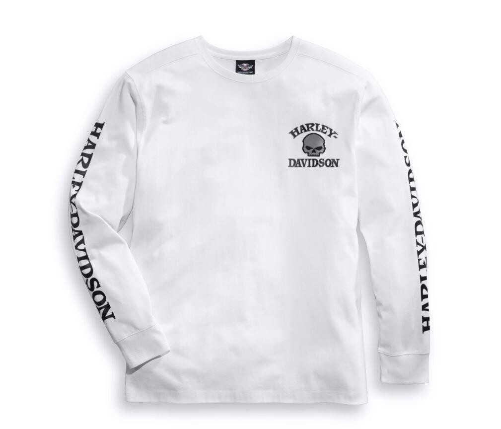 Harley-Davidson Men&#39;s Skull Long Sleeve Tee - White 99092-14VM 