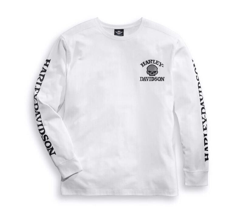 Harley-Davidson Men&#39;s Skull Long Sleeve Tee - White 99092-14VM 