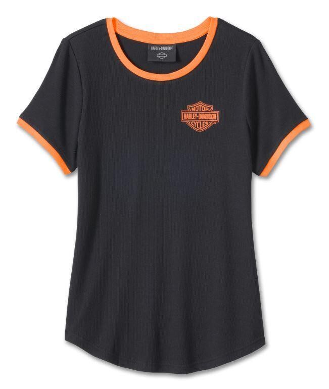 Harley-Davidson Women&#39;s Screamin&#39; Eagle Ringer Tee - Black Beauty 96115-24VW