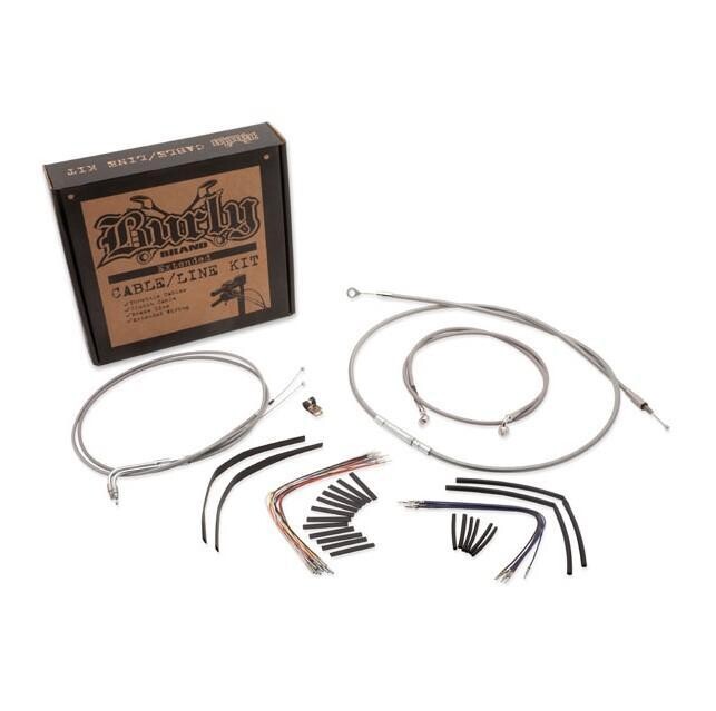 Burly Brand 18 Inch Ape Hanger Cable Kit, Chrome Braided MS533002
