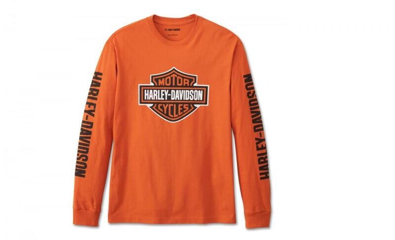 Harley-Davidson Men&#39;s Bar &amp; Shield Long Sleeve Tee - Vintage Orange 99082-24VM