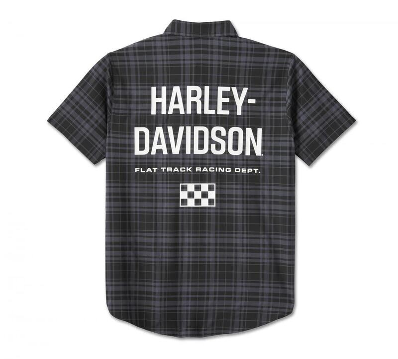 Harley-Davidson Men&#39;s Enduro Short Sleeve Performance Plaid Shirt - Black Plaid 96448-24
