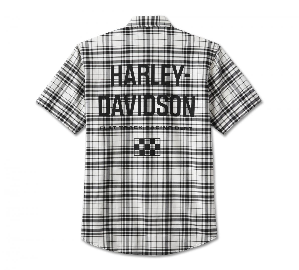 Harley-Davidson Men&#39;s Enduro Short Sleeve Performance Plaid Shirt - White Plaid 96449-24