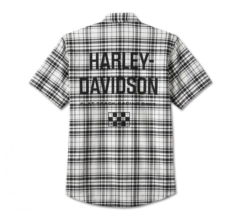 Harley-Davidson Men&#39;s Enduro Short Sleeve Performance Plaid Shirt - White Plaid 96449-24