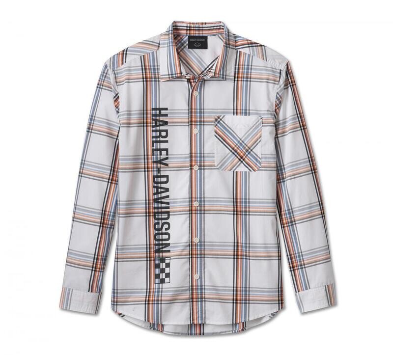 Harley-Davidson Men&#39;s The Bagger Long Sleeve Shirt - White Plaid 96467-24VM