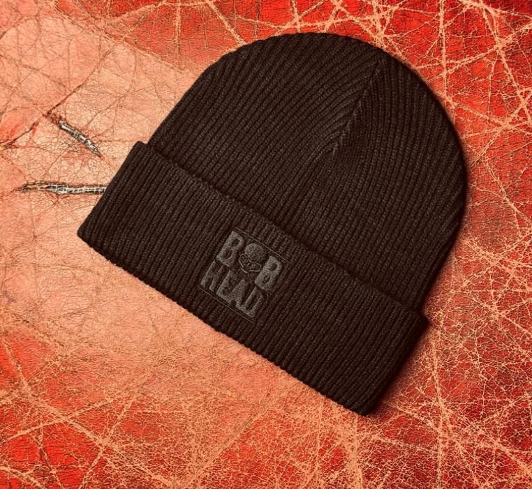 Bobhead RIBBED BEANIE Black with Black logo.