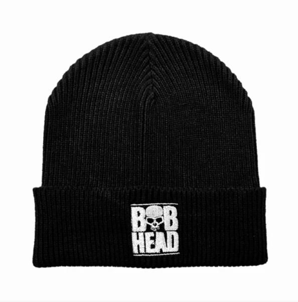 Bobhead RIBBED BEANIE Black with white logo.