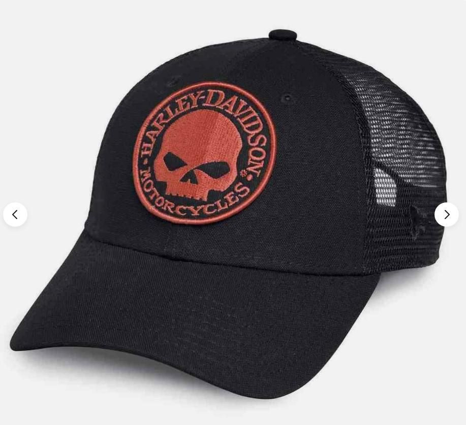 Harley-Davidson MEN&#39;S EMBROIDERED WILLIE G SKULL TRUCKER CAP 99491-17VM