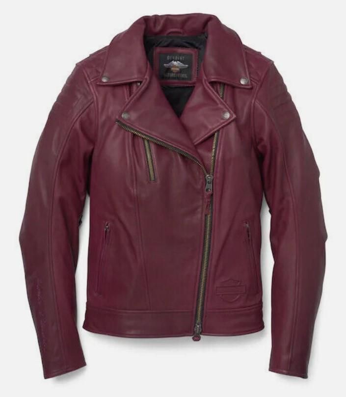 Harley-Davidson WOMEN&#39;S BEZEL BIKER COLLAR CE LEATHER JACKET 97007-22EW
