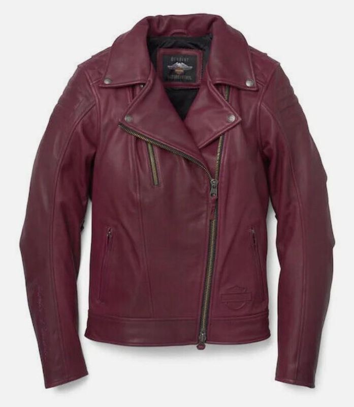 Harley-Davidson WOMEN&#39;S BEZEL BIKER COLLAR CE LEATHER JACKET 97007-22EW