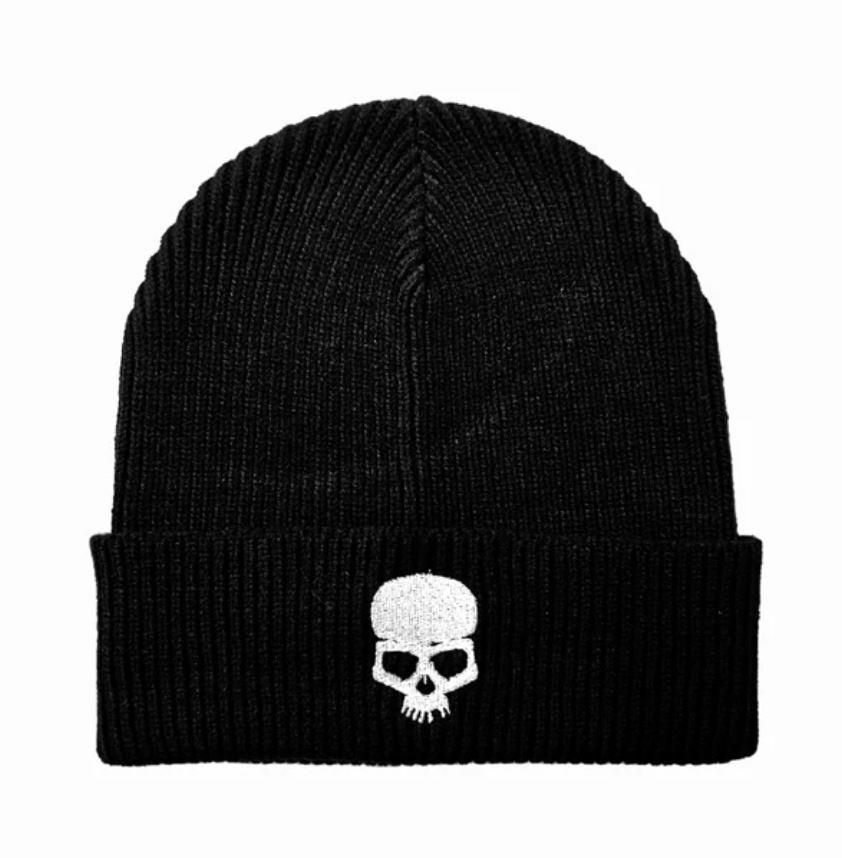 Black BOBHEAD Ribbed Beanie with white Skull logo.