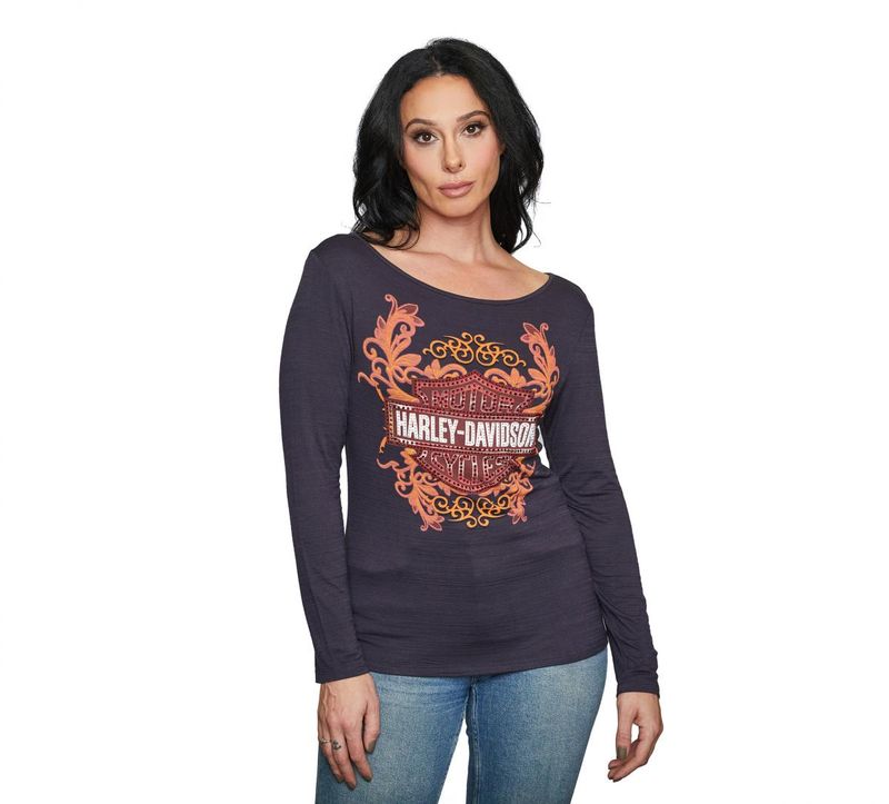 Harley-Davidson RED SOL - L/S Scoop Neck - Charcoal HT4885CGY