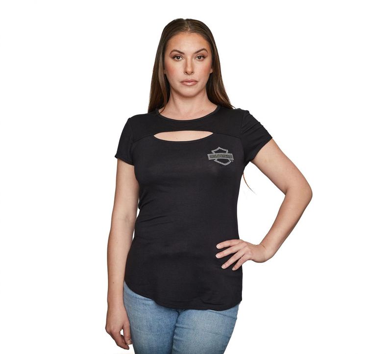 Harley-Davidson MEDAL OF MERIT - S/S Scoop Neck - Black HT4856BLK