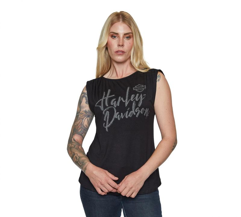 Harley-Davidson LW SCRIPT - S/L Scoop Neck - Black HT4898BLK