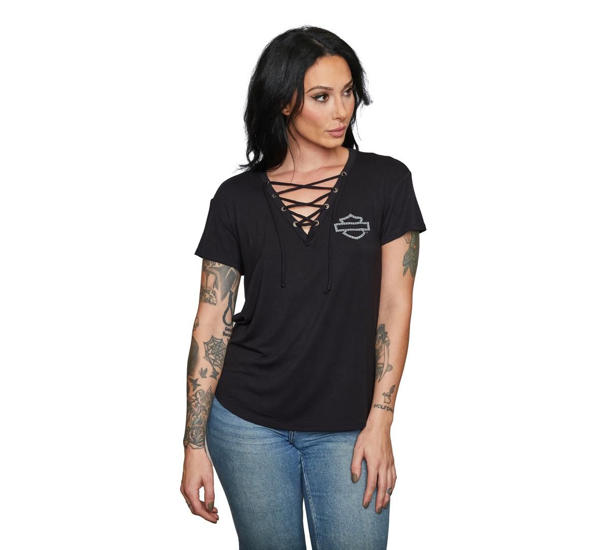 Harley-Davidson HOTHEAD BOB - S/S V-Neck - Black HT4871BLK