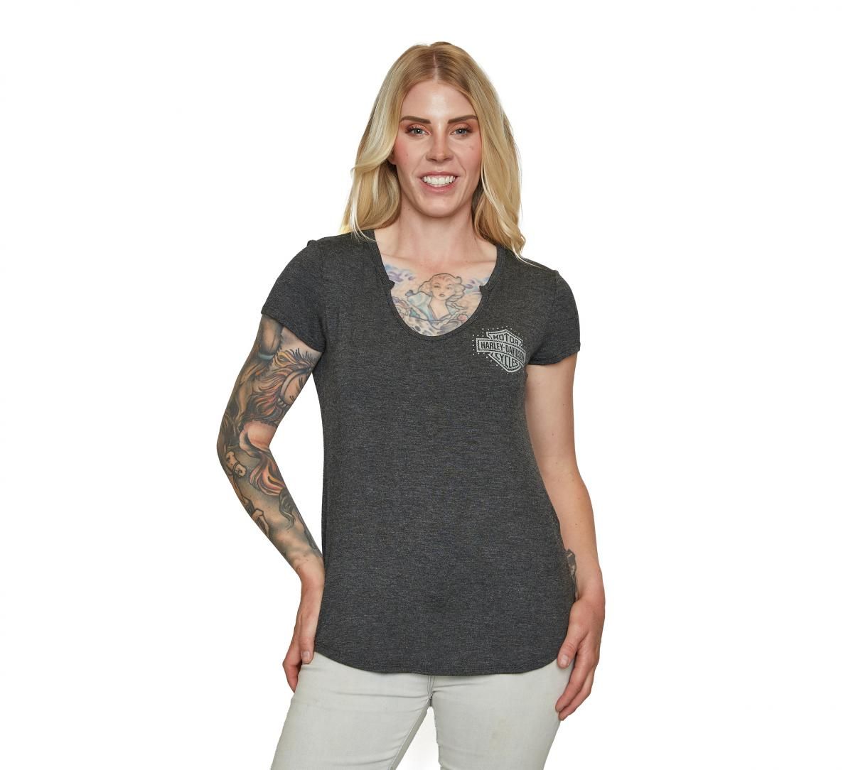 Harley-Davidson ALL POWER - S/S Crew U-Neck - Charcoal HT4870CGY