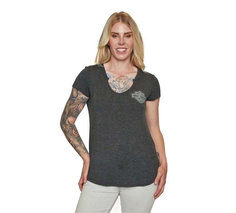 Harley-Davidson ALL POWER - S/S Crew U-Neck - Charcoal HT4870CGY