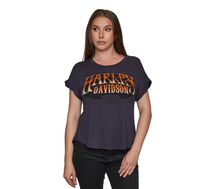 Harley-Davidson RIDE GROOVY - S/S Scoop Neck - Dark Grey HT4875DGY 
