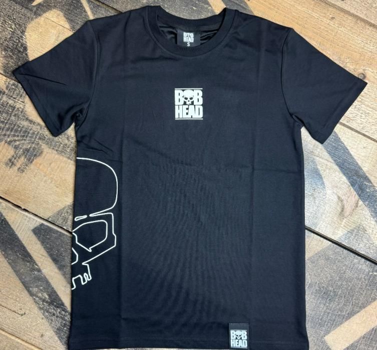 Bobhead TECH T-SHIRT SIDE SKULL - White on Black