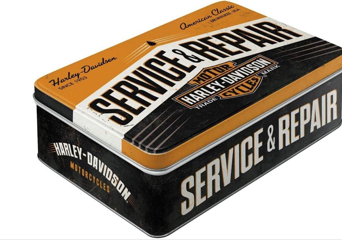 Harley-Davidson Nostalgic Flat Tin Box Metal Storage Container 30735