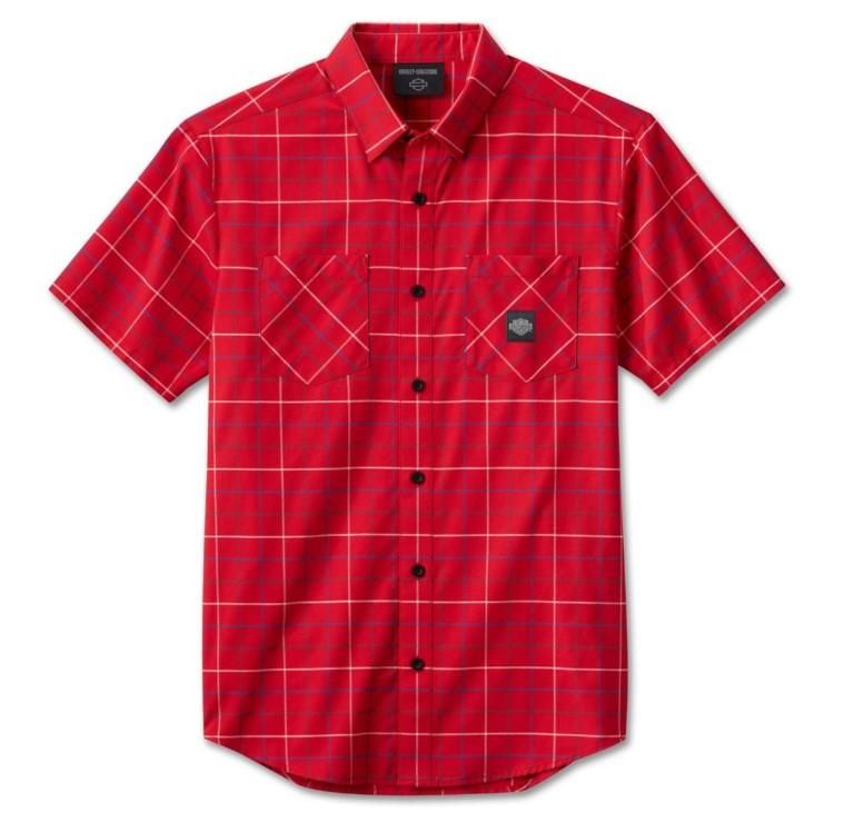 Harley-Davidson BAR &amp; SHIELD SHORT SLEEVE SHIRT - Red Plaid 96558-24VM
