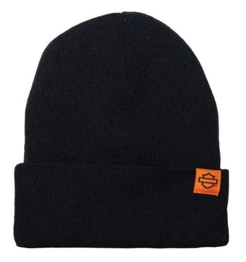 Harley-Davidson Woven Label Bar and Shield Cuffed Acrylic Beanie Hat - Black  5029012003