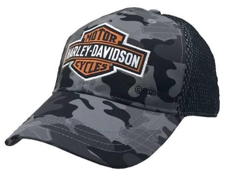 Harley-Davidson Little Boys&#39; Bar and Shield Camo Print Mesh Baseball Cap - Gray 889114125379