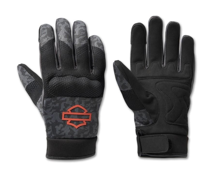 Harley-Davidson Men&#39;s Dyna Knit Mesh Gloves - Camo - Blackened Pearl 98136-23VM