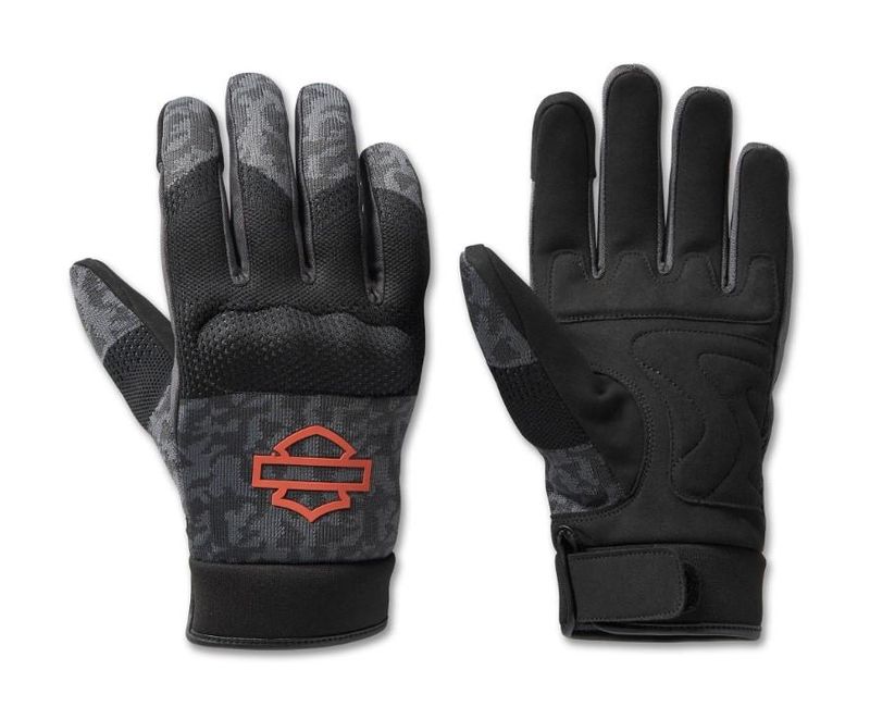 Harley-Davidson Men&#39;s Dyna Knit Mesh Gloves - Camo - Blackened Pearl 98136-23VM