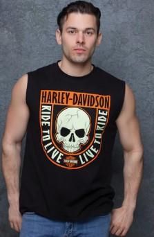 Harley-Davidson &#39;Simple Skull&#39; Men&#39;s Dealer Sleeveless T-Shirt 4029139604