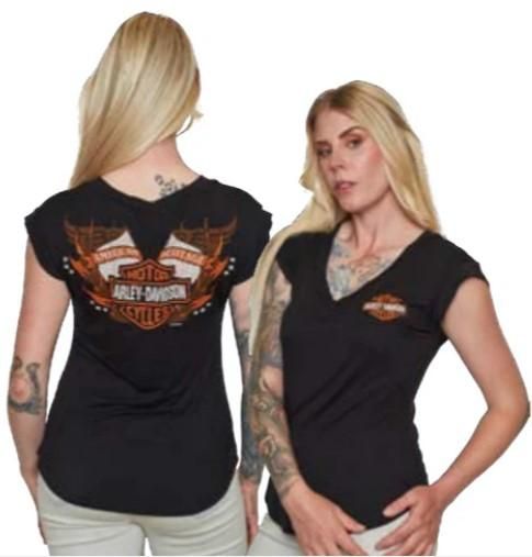 Harley-Davidson ME FIRST - S/S V-Neck - Black HT4873BLK