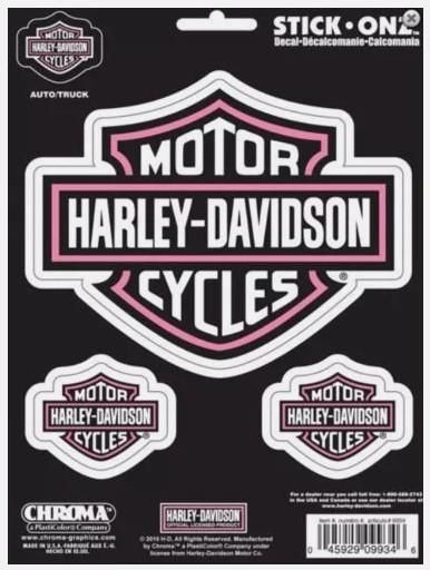 Harley-Davidson Pink Bar &amp; Shield 6 x 8 in Decals 3pc Stickers 045929099346