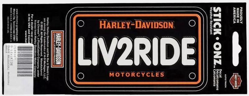 Harley-Davidson live to ride motorcycle bike sticker decal  045929993071