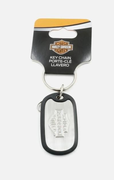 Harley-Davidson Key Chain Bar &amp; Shield Dog Tag Metal w/ Rubber 081134142866