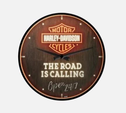 Harley-Davidson Road is Calling Neon Effect Look Wall Clock 51202