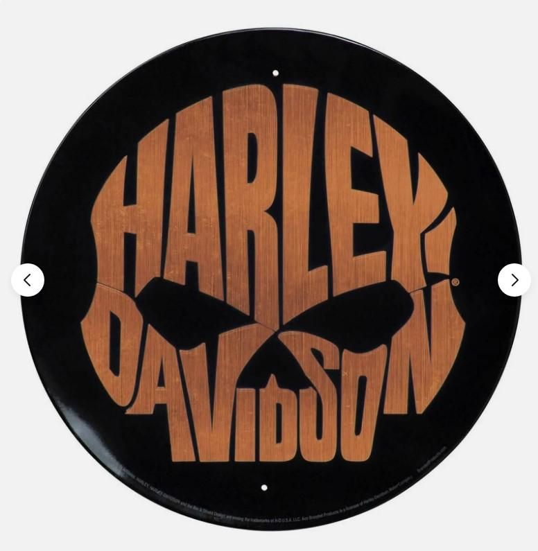 Harley-Davidson Round Tin Sign, Shiny Copper Willie G Skull Logo - 12 inches 661154155314