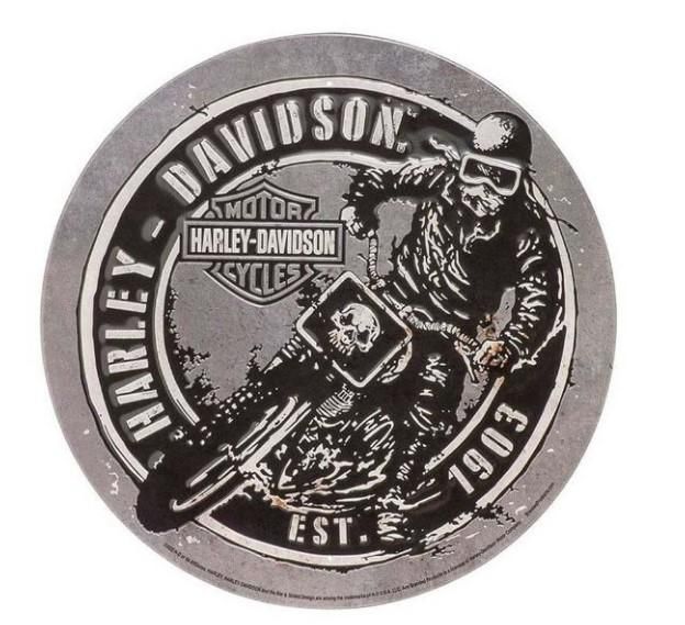 Harley-Davidson Dirt Track Racer Logo Round Tin Sign 661154155468